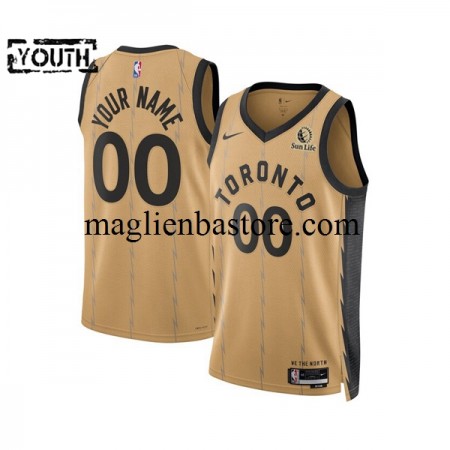 Maglia NBA Toronto Raptors Personalizzate 2023-2024 Nike City Edition Brown Swingman - Bambino